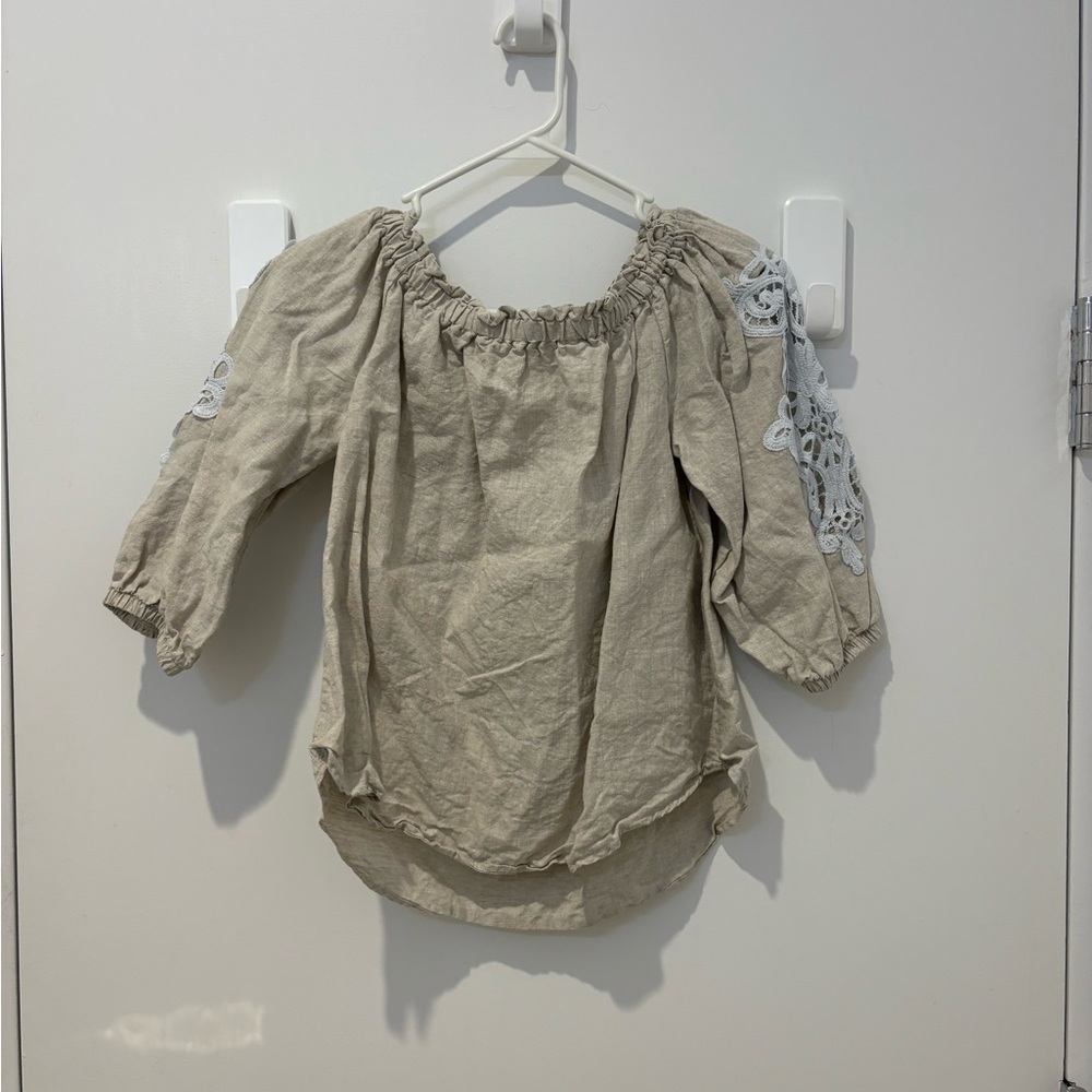 Saks Fifth Avenue Beige Linen Top
